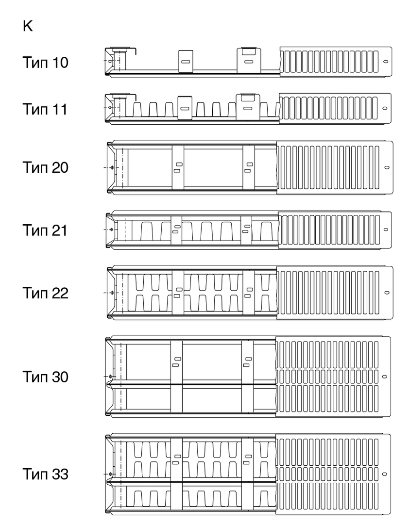Стальной панельный радиатор Тип 21 Buderus Радиатор K-Profil 21/500/1600 (24) (B)