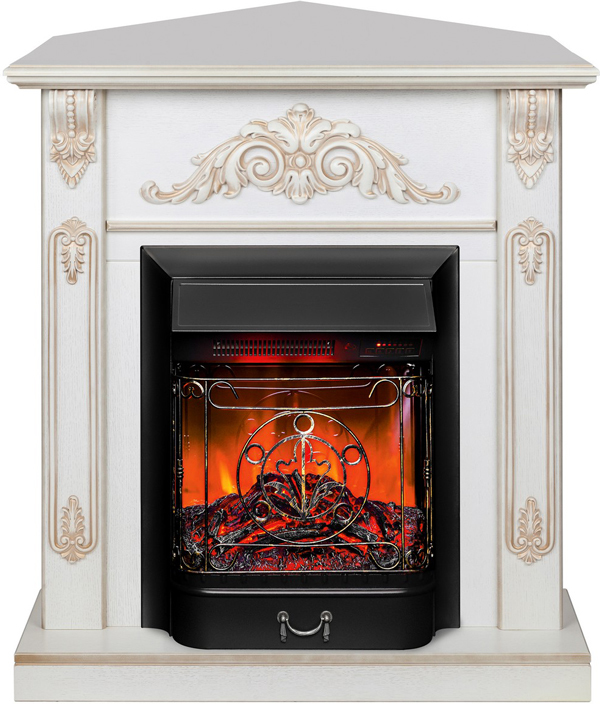 Электрокамин с классическим очагом 2D Real-Flame ANITA CORNER STD WT-519G с очагом MAJESTIC LUX BL RC