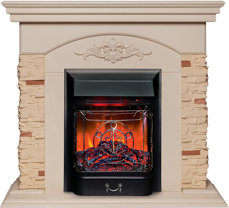 Электрокамин с классическим очагом 2D Real-Flame Neapolis STD WT-F612 с очагом MAJESTIC LUX BL RC