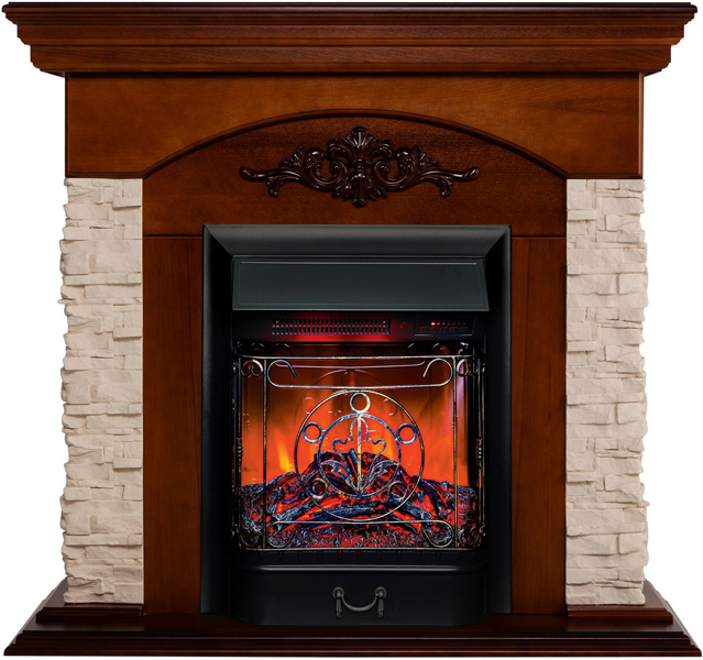Электрокамин с классическим очагом 2D Real-Flame Neapolis STD NT-315 с очагом MAJESTIC LUX BL RC