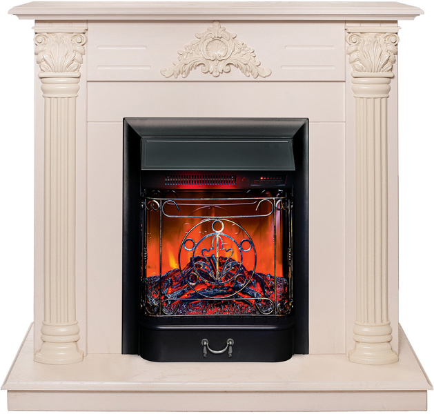 Электрокамин с классическим очагом 2D Real-Flame Stefania STD WT-F612 с очагом MAJESTIC LUX BL RC