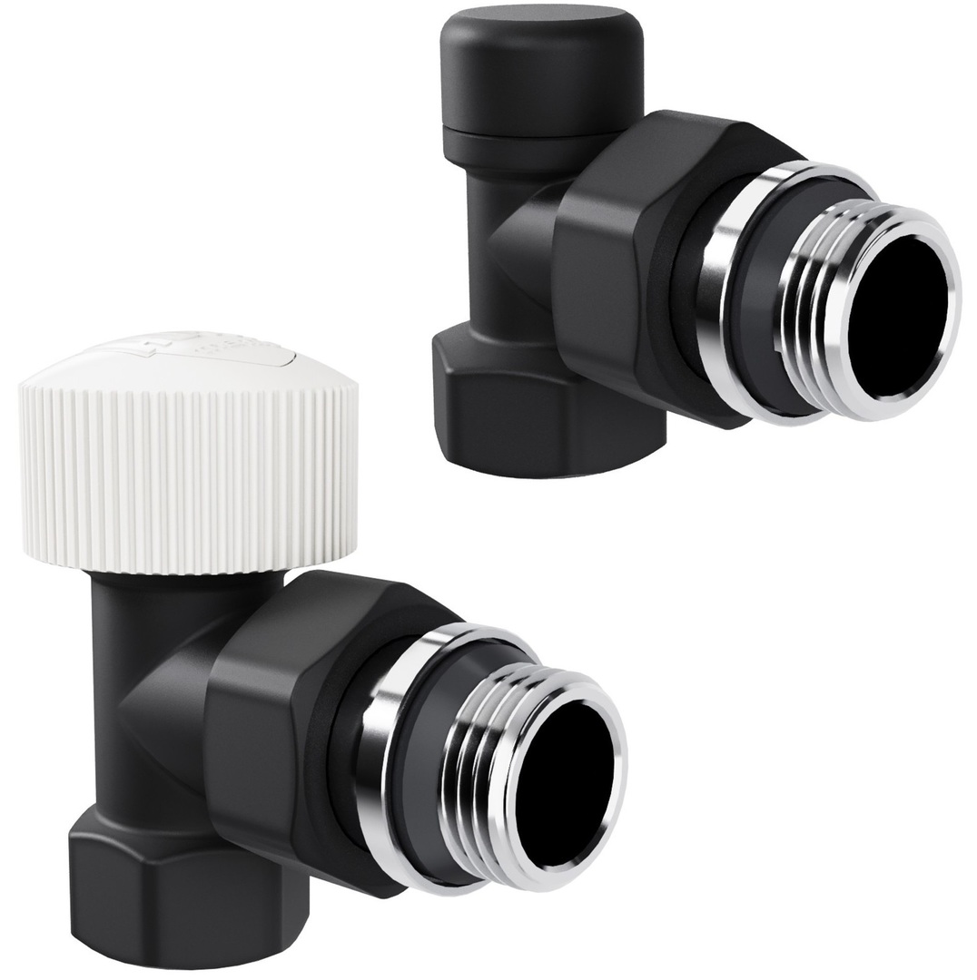 Набор термостатический Royal Thermo Design 1/2"М30х1,5 (Черный), угловой