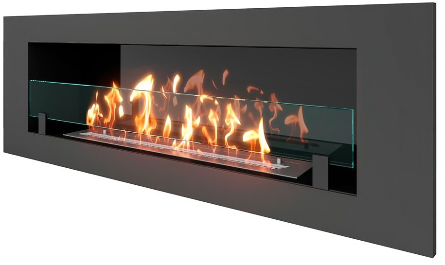 Настенный биокамин SteelHeat LONG 1200 Small встраиваемый Стекло + Стемалит