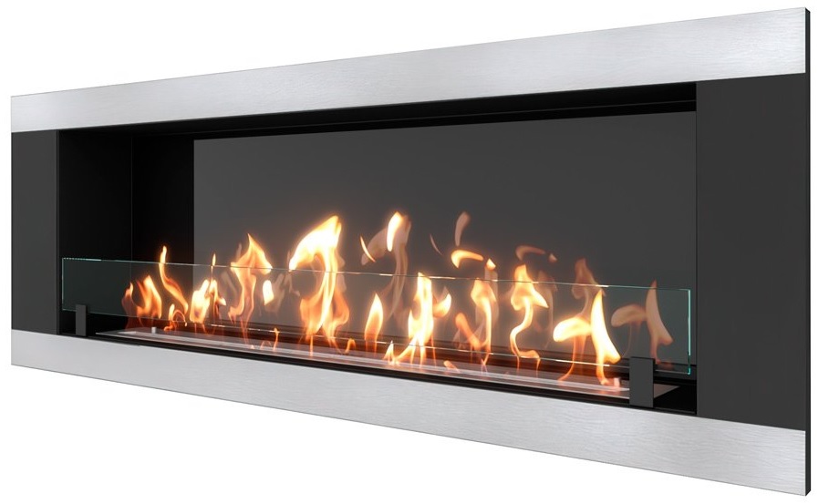 Настенный биокамин SteelHeat LONG-H 1500 XL встраиваемый Стекло + Стемалит