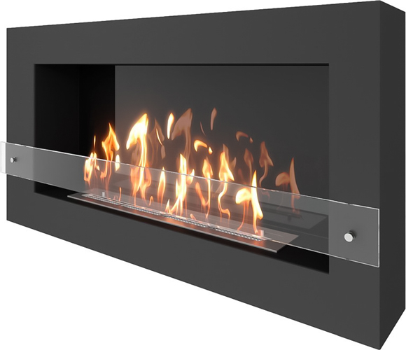 Настенный биокамин SteelHeat WALL GRAND 1200 черный Стекло + Стемалит