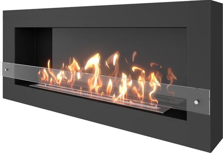 Настенный биокамин SteelHeat WALL GRAND 1500 черный Стекло + Стемалит
