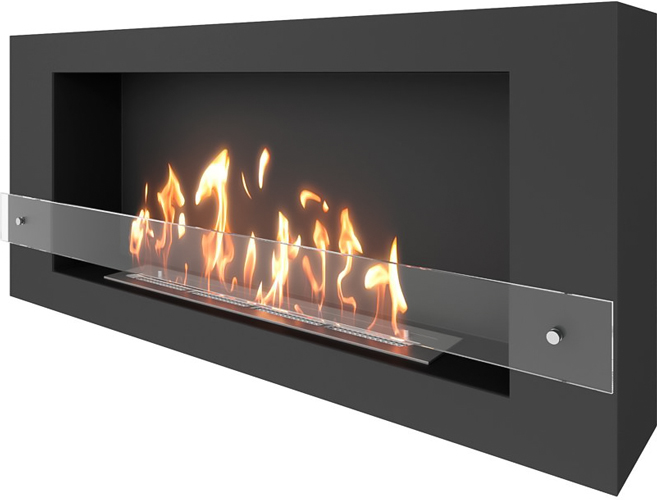 Настенный биокамин SteelHeat WALL LONG 1200 черный Стекло