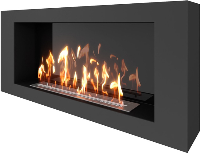 Настенный биокамин SteelHeat WALL LONG 1200 черный Стемалит