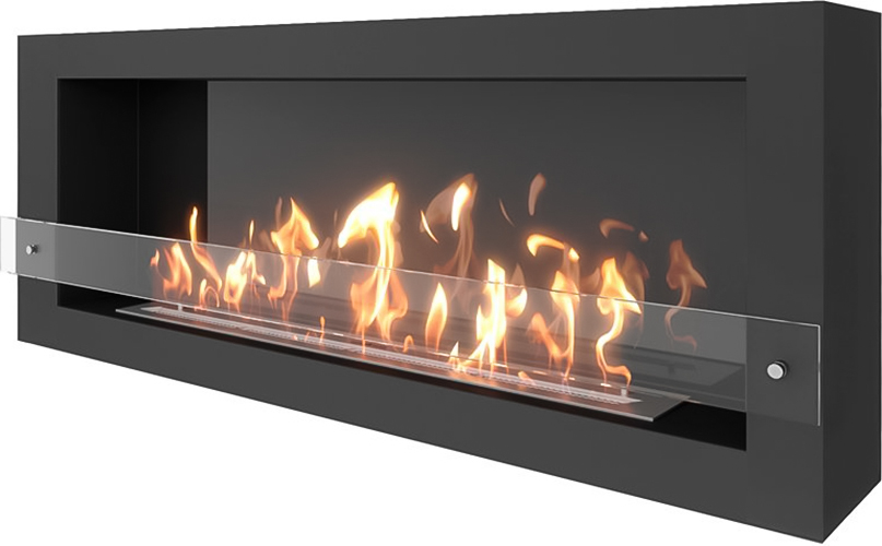 Настенный биокамин SteelHeat WALL ONE 1400 черный Стекло + Стемалит