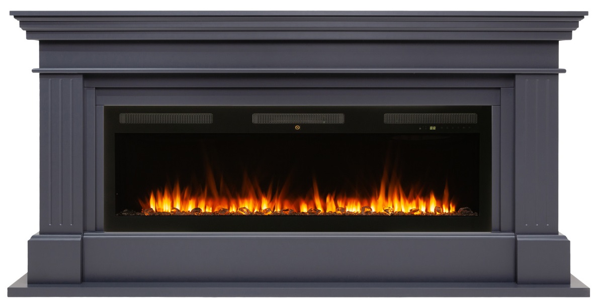 Линейный электрокамин Real-Flame ONTARIO J52/JF52/PRM50/SF50/E50 GR-P718 с очагом EMERALD 50