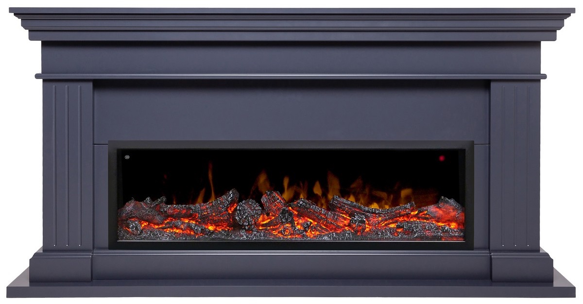 Линейный электрокамин Real-Flame ONTARIO S42/SF42 GR-P718 с очагом BEVERLY-S MULTY