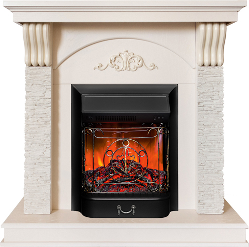 Электрокамин Real-Flame CORFINO STD WT-F612 с очагом MAJESTIC LUX