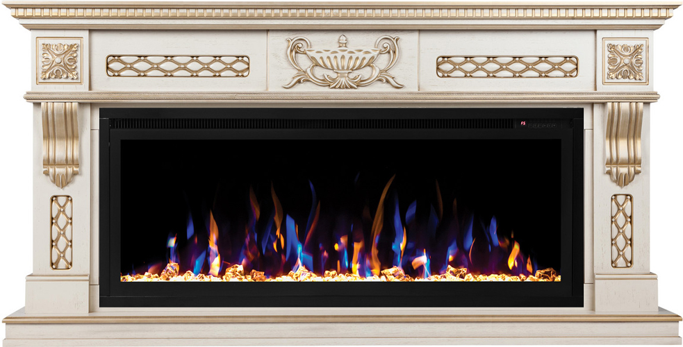 Линейный электрокамин Real-Flame CORSICA S42/SF42 WT-619G с очагом SAPHIR 42