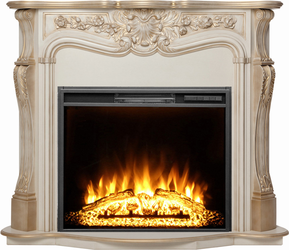 Пристенный электрокамин Real-Flame ELLADA 33 WT-659G с очагом AQUAMARINE 33