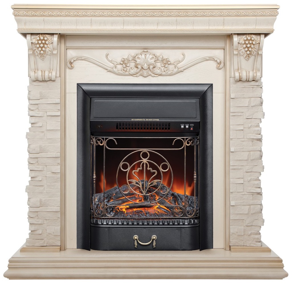 Пристенный электрокамин Real-Flame PATRICIA STD WT-619G с очагом MAJESTIC LUX RC