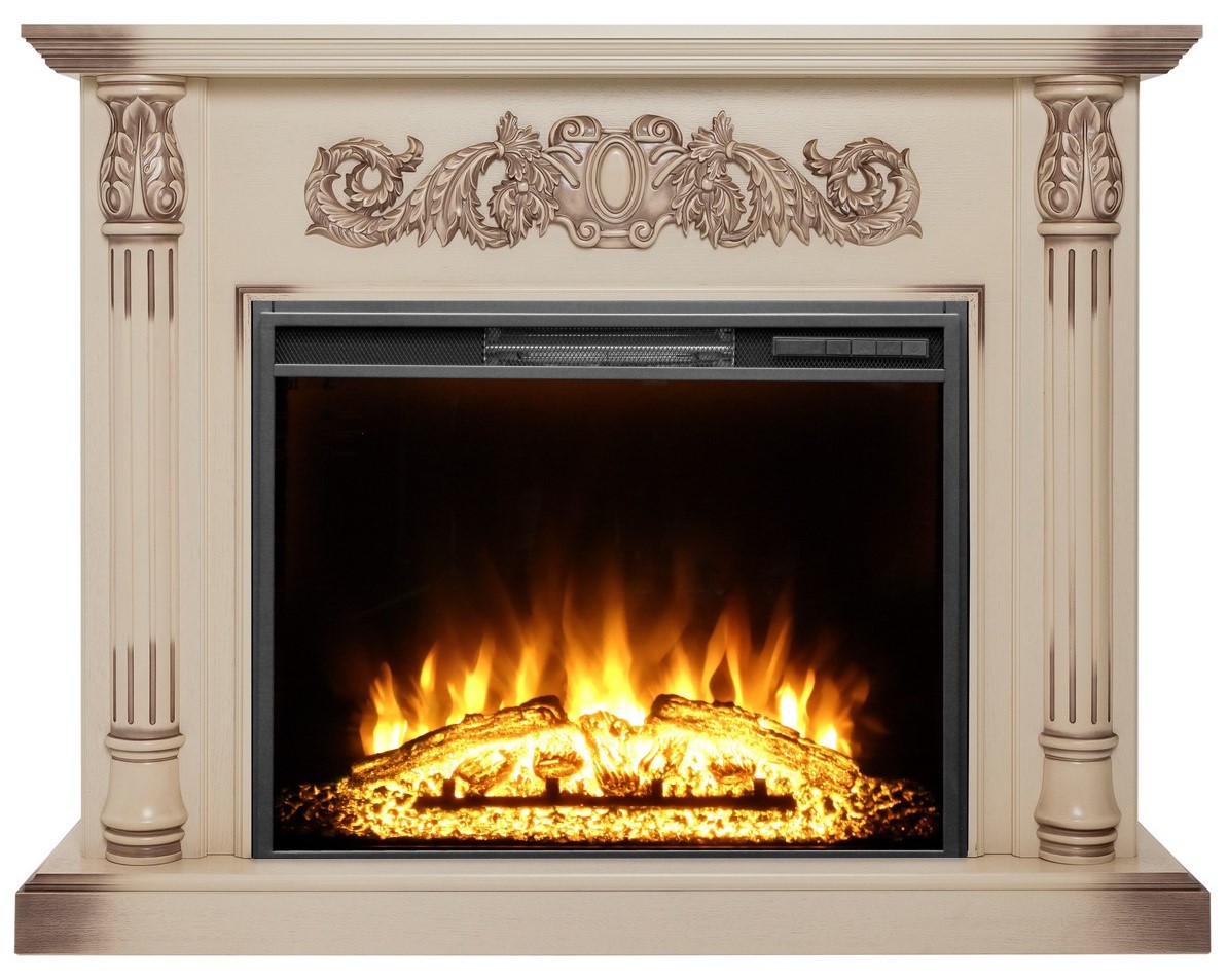 Пристенный электрокамин Real-Flame SALFORD 33 WT-655 с очагом AQUAMARINE 33
