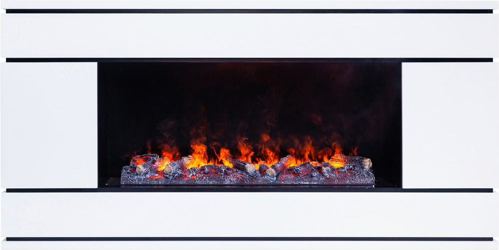 Пристенный электрокамин Real-Flame VEGA CST1000 WT-P511 с очагом CASSETTE 1000 с дровами