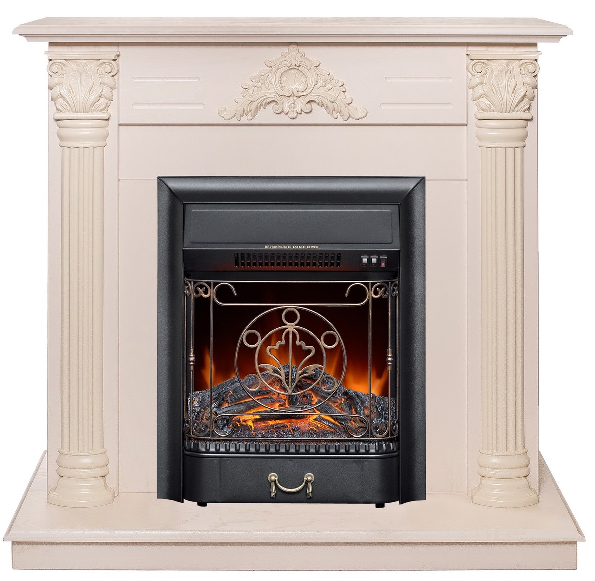 Пристенный электрокамин Real-Flame STEFANIA WT-F612 с очагом MAJESTIC LUX