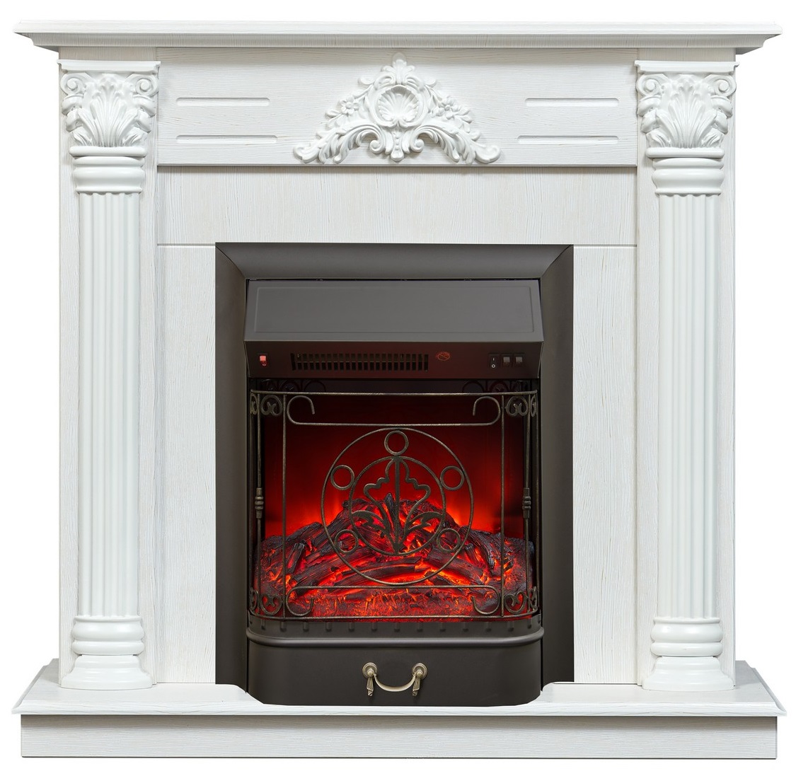 Пристенный электрокамин Real-Flame STEFANIA WT-F614 с очагом MAJESTIC LUX