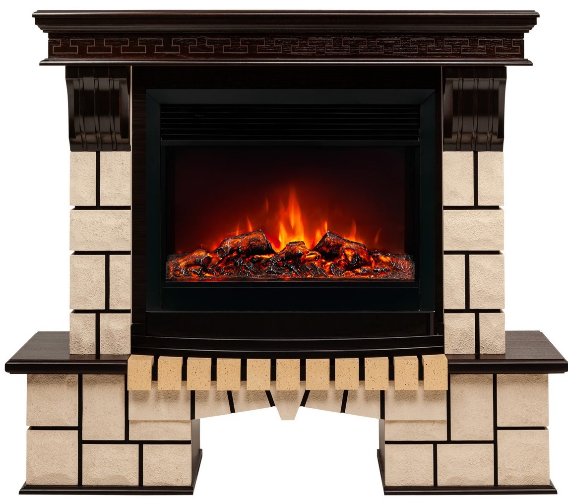 Пристенный электрокамин Real-Flame STONE 26 AO-217 с очагом MOONBLAZE LUX