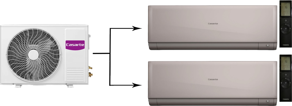 Мульти сплит-система Casarte Eletto 2U50CM1/R3/CAS25CX1/R3-G*2