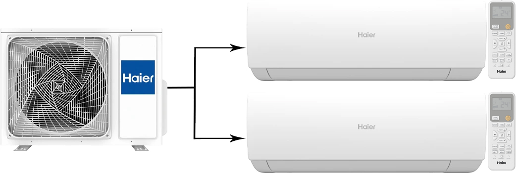 Мульти сплит-система Haier Spirit-M 2U50S2SM2FA/AS25SS1HRA-M*2