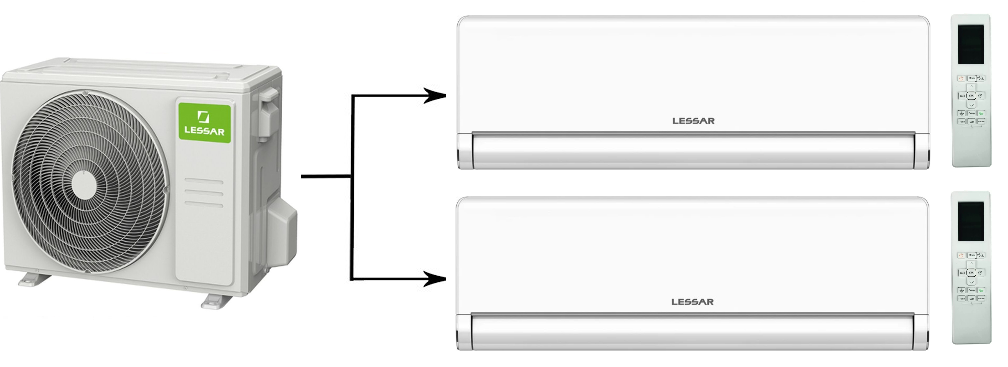 Мульти сплит-система Lessar eMagic LU-2HE18FVE2/LS-MHE09KBE2*2