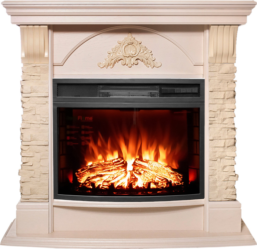 Электрокамин с классическим очагом 2D Real-Flame ATHENA STD/25,5 WT-F612 с очагом INDIGO 25