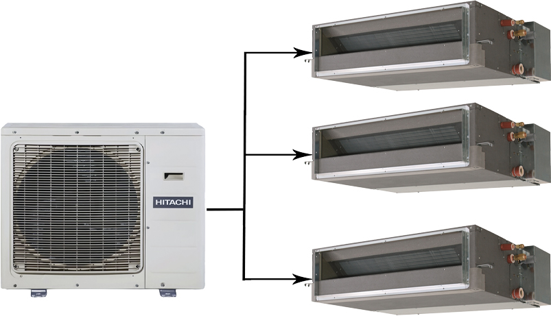Мульти сплит-система Hitachi RAM-110NP5E/2xRAD-35RPE/RAD-50RPE