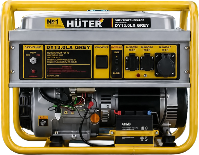 Бензиновый генератор Huter DY13.0LX-электростартер Grey