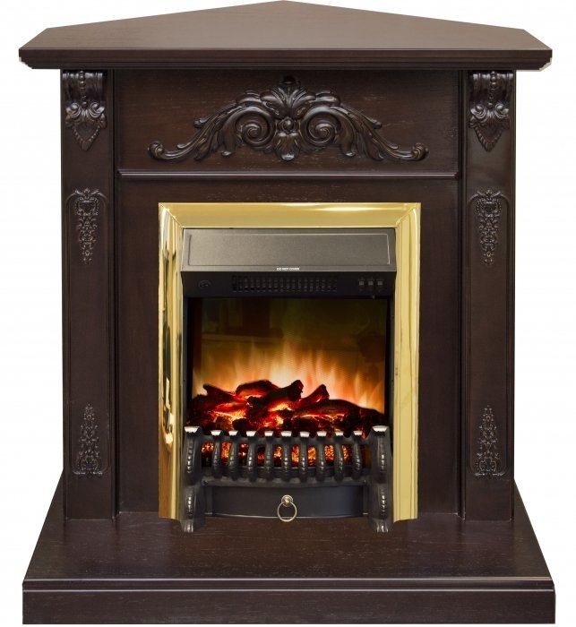 Электрокамин с классическим очагом 2D Real-Flame Anita corner AO-215 с очагом FOBOS LUX BL