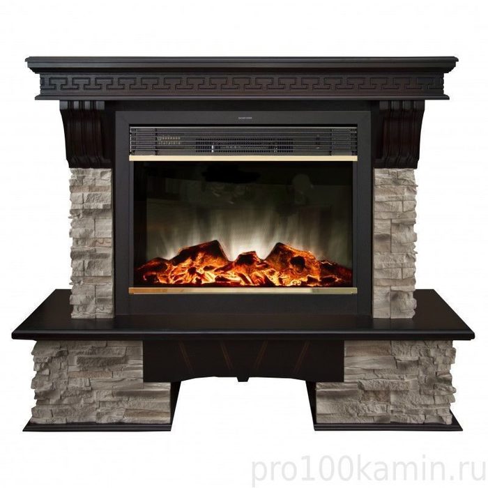 Электрокамин с широким очагом 2D Real-Flame Rockland 26/HL АО-217 с очагом MOONBLAZE DELUXE BL
