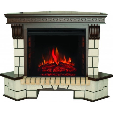 Электрокамин с широким очагом 2D Real-Flame Stone Corner 26 AO-217 с очагом Epsilon 26 S IR