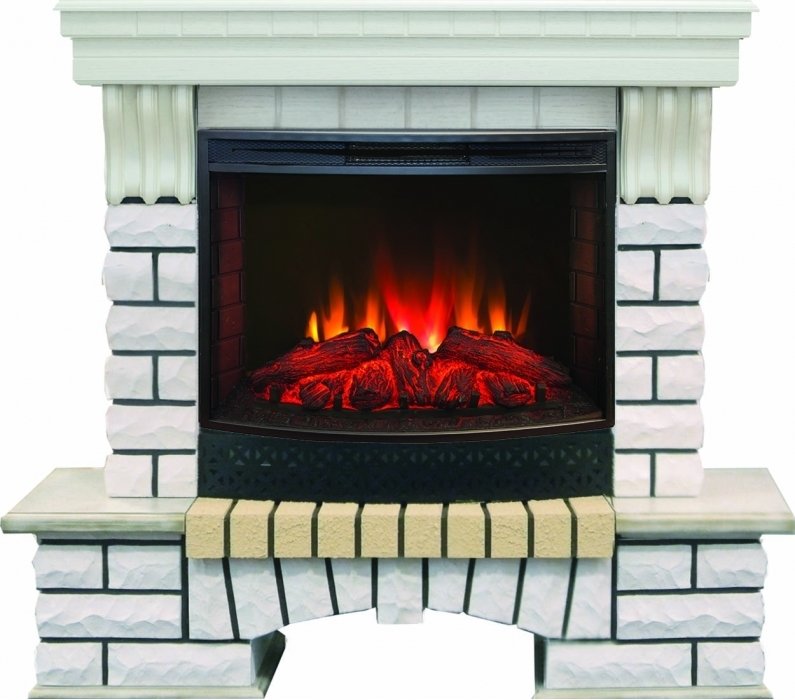 Электрокамин с широким очагом 2D Real-Flame Country 25/25,5 WT с очагом Evrika 25,5 LED