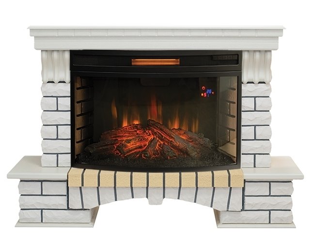 Электрокамин с широким очагом 2D Real-Flame Country 33 WT с очагом Firespace 33 S IR