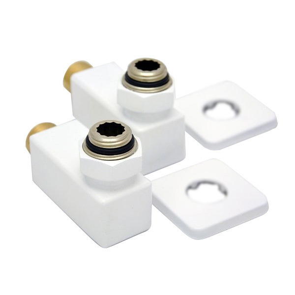 Комплект уголков квадратных с накидной гайкой Grota 1/2x3/4 цвет белый