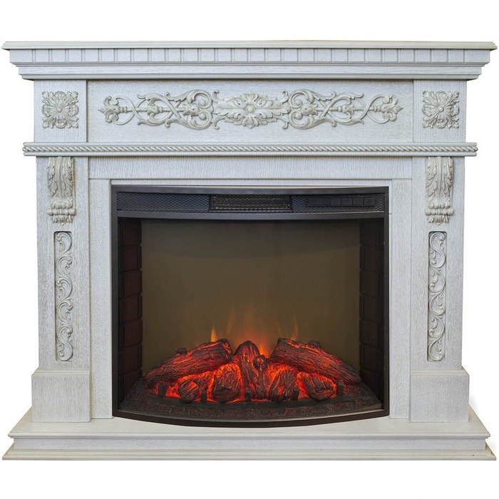 Красивый электрокамин со звуковым эффектом Real-Flame Estella 25,5/26 WT-519G с очагом Evrika 25,5 LED