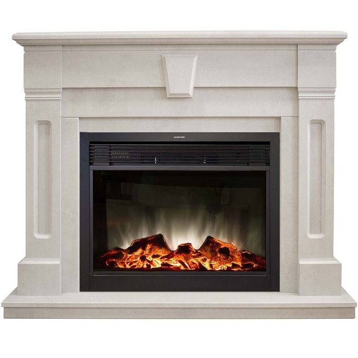Электрокамин с широким очагом 2D Real-Flame Kellie 25,5/26 WT-F715 с очагом MOONBLAZE DELUXE BL