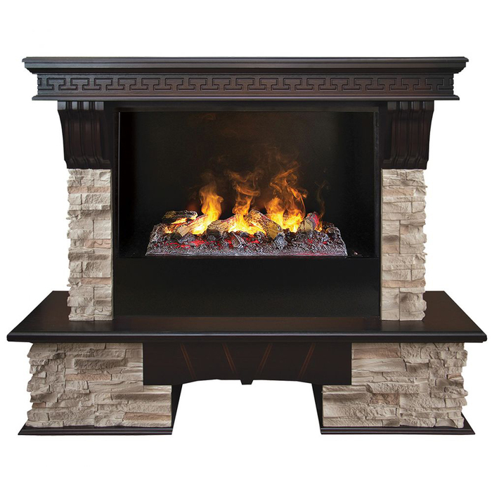Электрокамин 3D (очаг+портал) с паром и звуком Real-Flame Rockland 26/HL АО-217 с очагом 3D CASSETTE 630 Black Panel