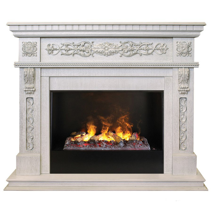 Электрокамин с 3D эффектом живого пламени Real-Flame Estella 25,5/26 WT-519G с очагом 3D CASSETTE 630 Black Panel
