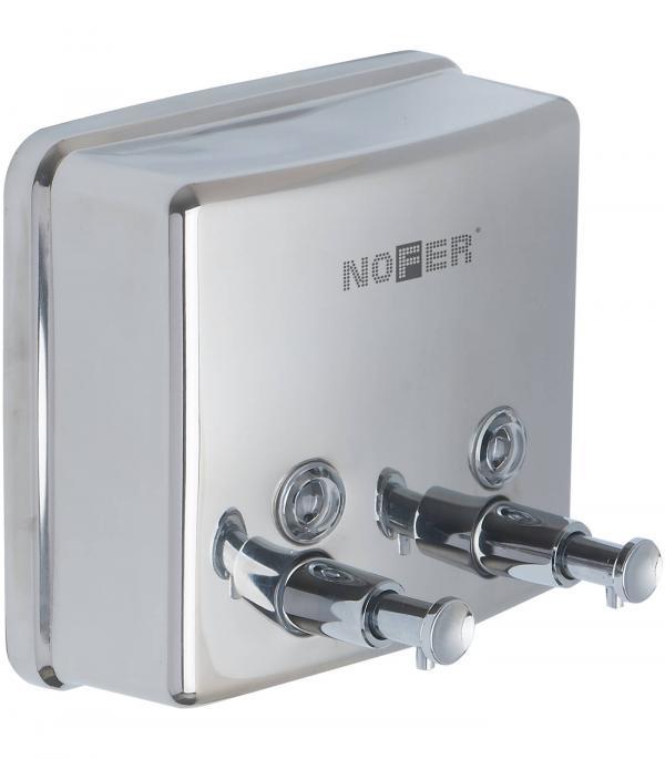Для мыла Nofer INOX двойной глянцевый 2х600 мл. (03005)