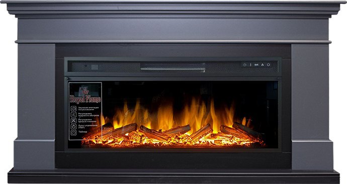 Линейный электрокамин Royal Flame California Graphite Grey (серый графит) с очагом Vision 42 LOG LED