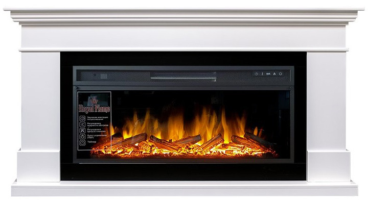 Линейный электрокамин Royal Flame California (белый) с очагом Vision 42 LOG LED