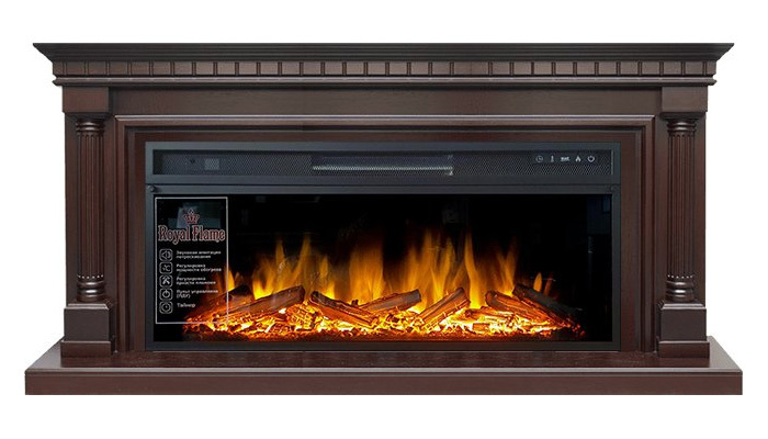 Линейный электрокамин Royal Flame Dallas (темный дуб) с очагом Vision 42 LOG LED