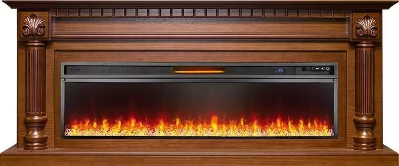 Линейный электрокамин Royal Flame Edinburg 60 (темный орех) с очагом Vision 60 LOG LED