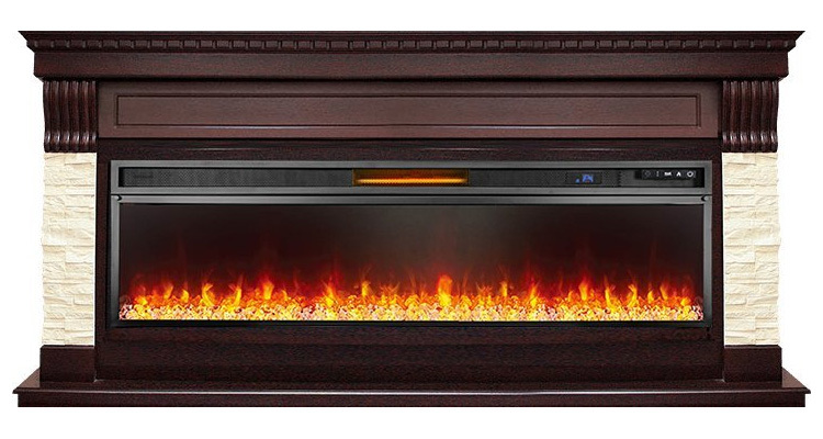 Линейный электрокамин Royal Flame Denver 60 (темный дуб / бежевый) с очагом Vision 60 LED