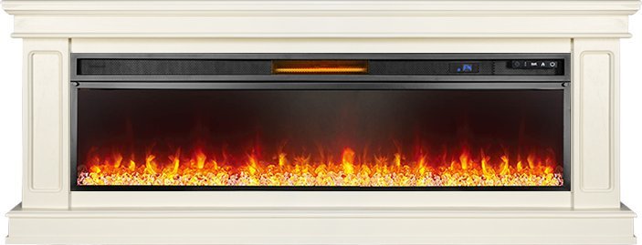 Линейный электрокамин Royal Flame Geneva 60 (слоновая кость) с очагом Vision 60 LOG LED