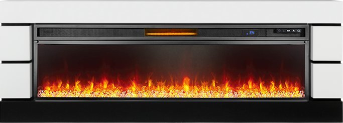 Линейный электрокамин Royal Flame Modern 60 (белый с черным) с очагом Vision 60 LOG LED