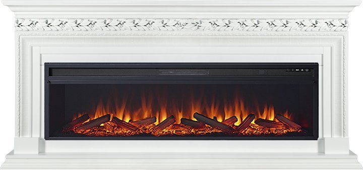 Линейный электрокамин Royal Flame Valletta 60 (белый) с очагом Vision 60 LOG LED