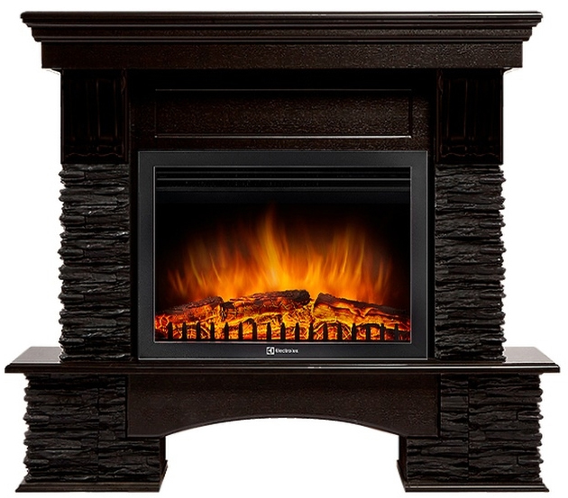 Электрокамин Electrolux EFP/P-3020LS с порталом Firelight Pietra Nuovo 30 камень сланец чёрный, шпон венге